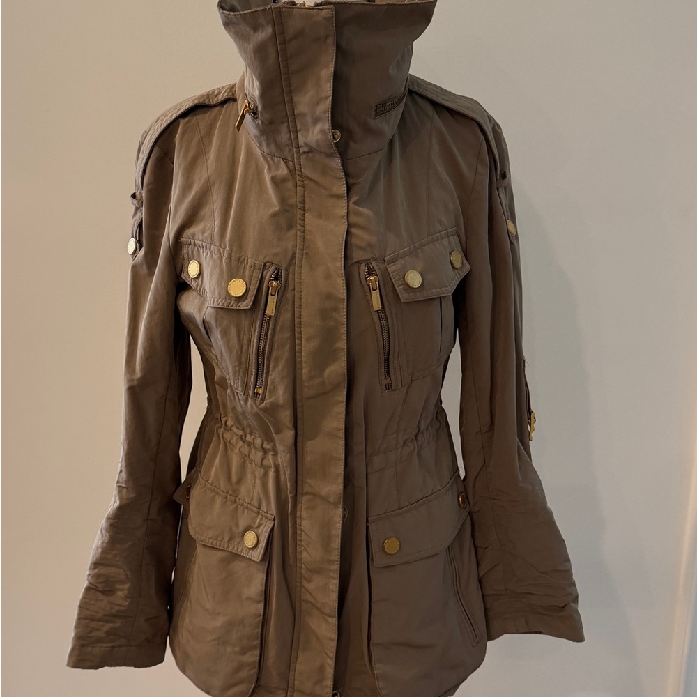 BCBGMaxAzria Utility Jacket in light taupe green